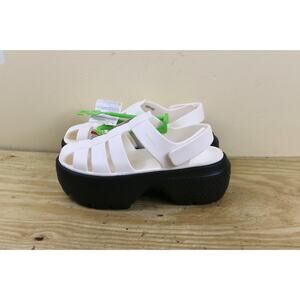 New Crocs Sandals Womens 8 White Stomp Fisherman Platform Slip On Shoes